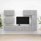 Moderne tv-meubelset van bewerkt hout met veel opbergruimte - Betongrijs / 6 / 80 cm - Tv-meubels