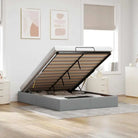 Moderne voetenbank met opbergruimte en ademend vermogen voor boxspring nodig - Lichtgrijs / 140 x 200 cm - Bedden &