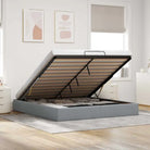 Moderne voetenbank met opbergruimte en ademend vermogen voor boxspring nodig - Lichtgrijs / 180 x 200 cm - Bedden &