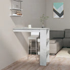 Moderne wandgemonteerde bartafel van bewerkt hout in hoogglans wit - Betongrijs / 1 - Eettafels