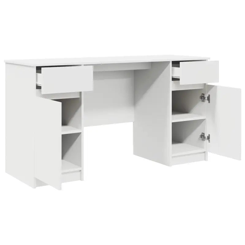 Moderne witte studiebureau van bewerkt hout voor een productieve werkplek - Bureaus