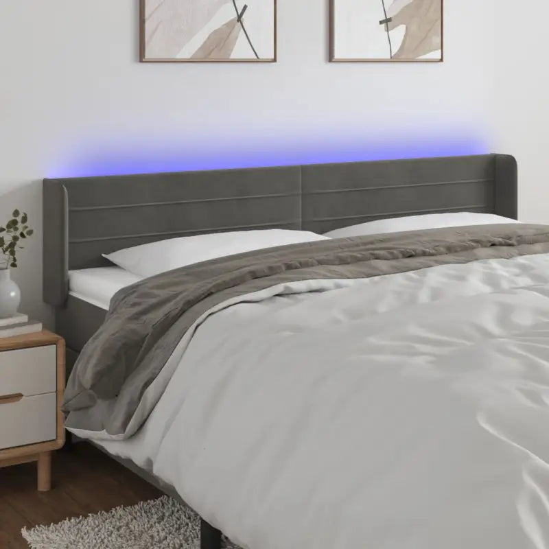 Moderno LED Hoofdbord en Voetbord voor Elke Slaapkamer - Donkergrijs / 203 x 16 x 78/88 cm / 1 - Hoofdborden
