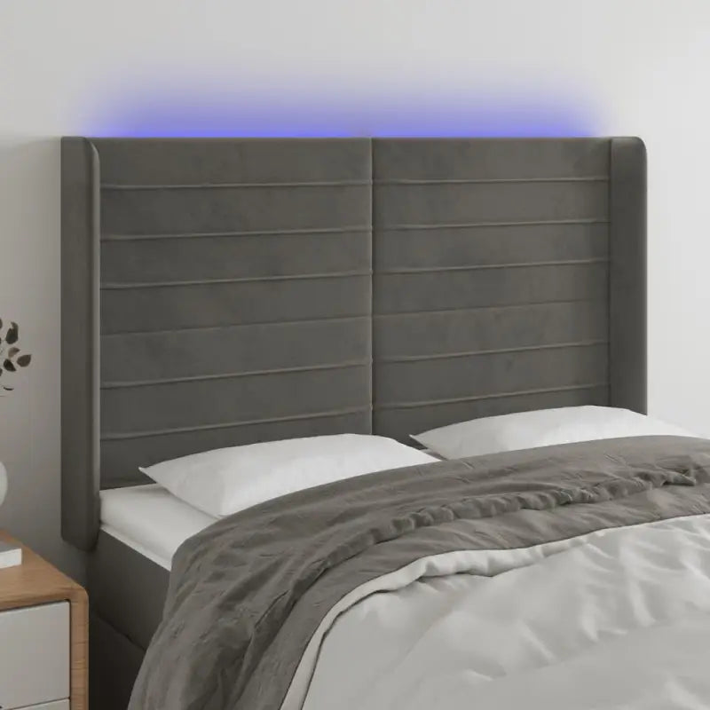 Moderno LED Hoofdbord en Voetbord voor Elke Slaapkamer - Donkergrijs / 147 x 16 x 118/128 cm / 1 - Hoofdborden
