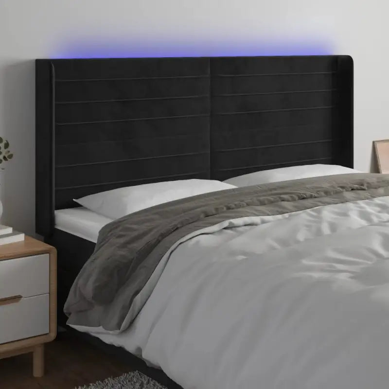 Moderno LED Hoofdbord en Voetbord voor Elke Slaapkamer - Zwart / 163 x 16 x 118/128 cm / 1 - Hoofdborden en voetborden