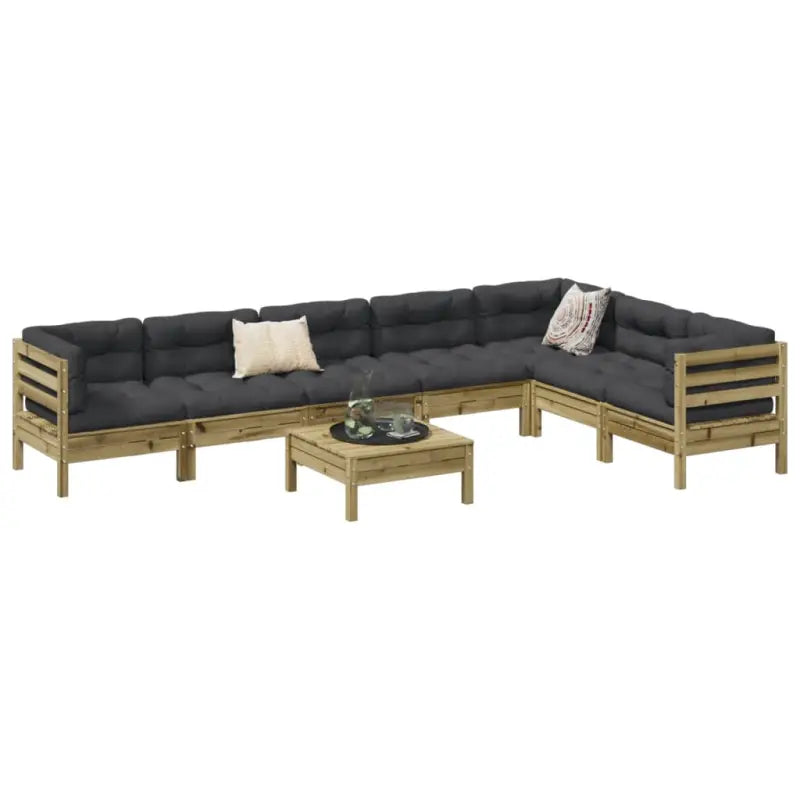 Modulair tuinset van massief grenenhout voor een comfortabele zitervaring - Naturel geïmpregneerd - Tuinsets