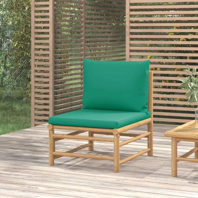Modulaire bamboe tuinbank met comfortabele afmetingen en rugkussen - Groen / 1 / Middenbank - Modulaire tuinbanken