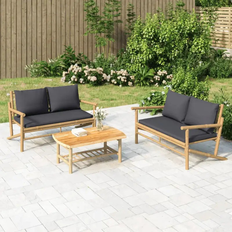 Modulaire Bamboe Tuinbank voor Buitenplezier - Donkergrijs / 1 / Bank + Tafel - Modulaire tuinbanken