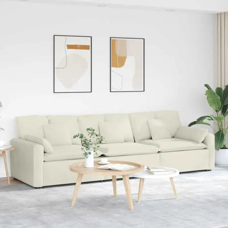 Modulaire bank met elegante armleuning en perfecte totale afmetingen - Crème - Bankelementen