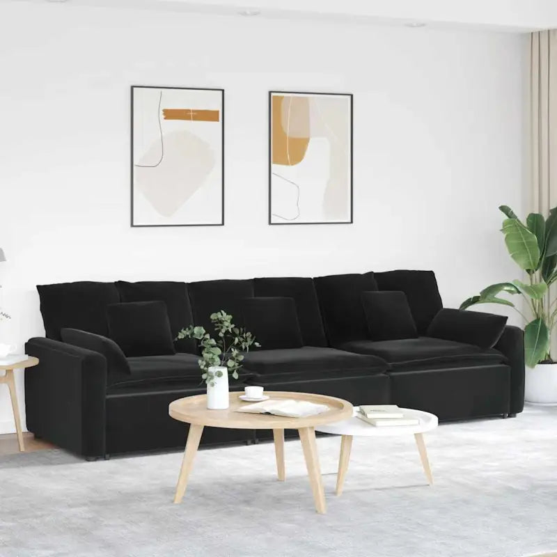 Modulaire bank met elegante armleuning en perfecte totale afmetingen - Zwart - Bankelementen