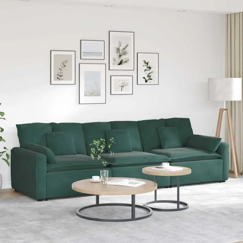 Modulaire bank met elegante armleuning en perfecte totale afmetingen - Donkergroen - Bankelementen