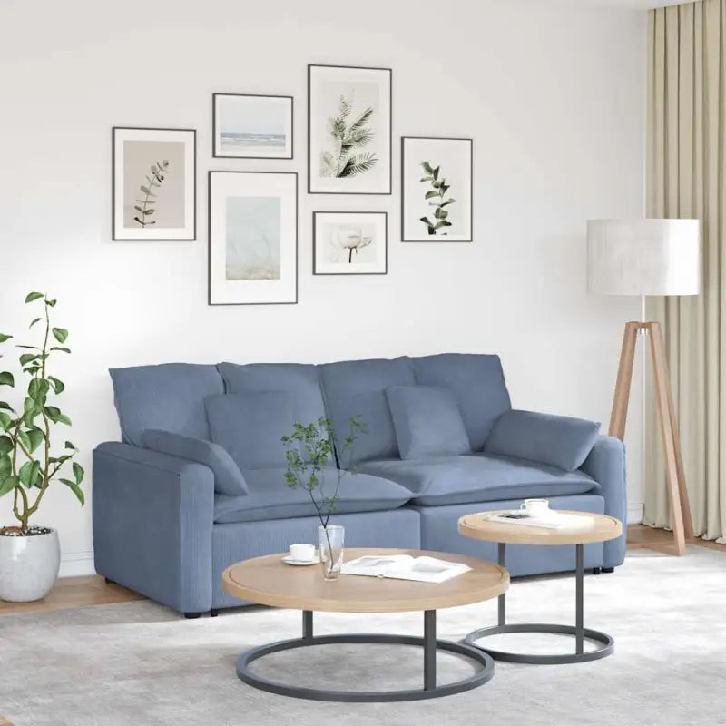 Modulaire bank met elegante armleuningen en perfecte totale afmetingen - Blauw - Bankelementen