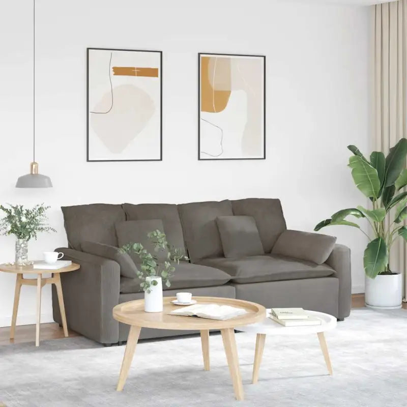 Modulaire bank met elegante armleuningen en perfecte totale afmetingen - Lichtgrijs - Bankelementen