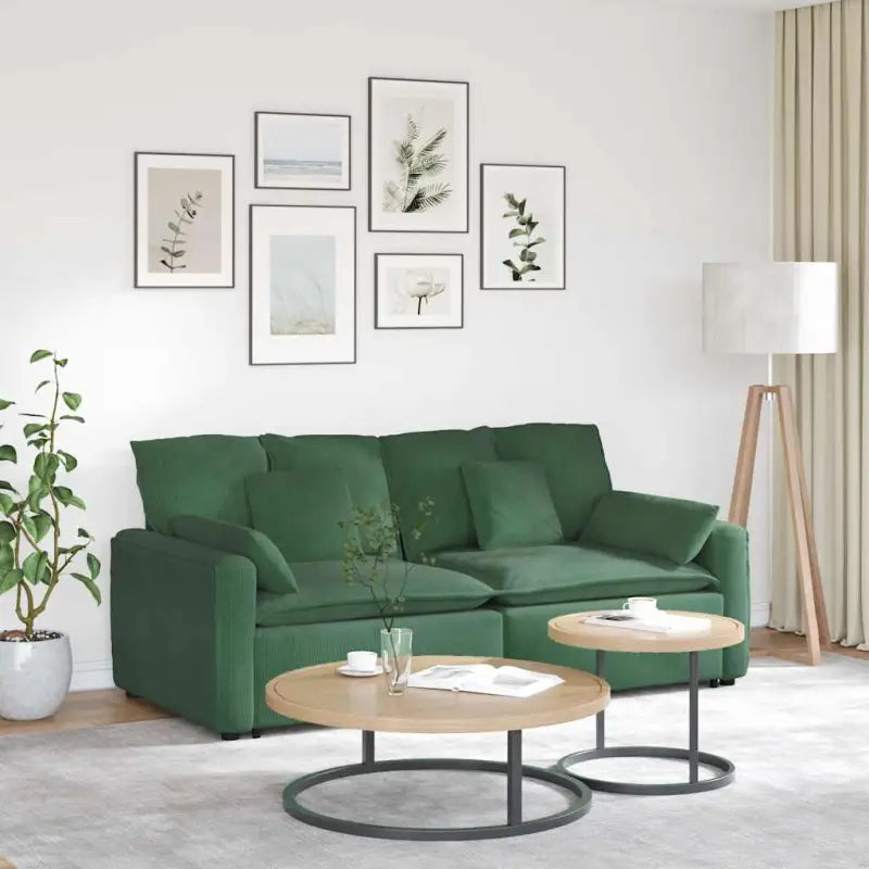 Modulaire bank met elegante armleuningen en perfecte totale afmetingen - Donkergroen - Bankelementen