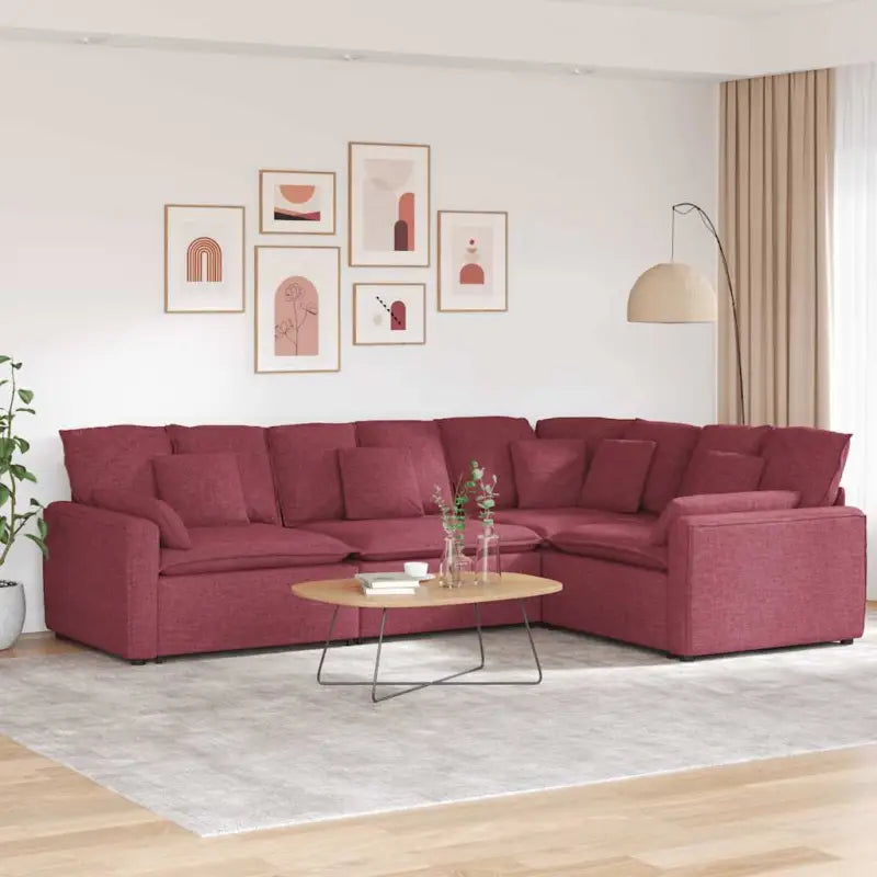 Modulaire bank met elegante vormgeving en perfecte afmetingen voor jouw leefruimte - Wijnrood - Bankelementen