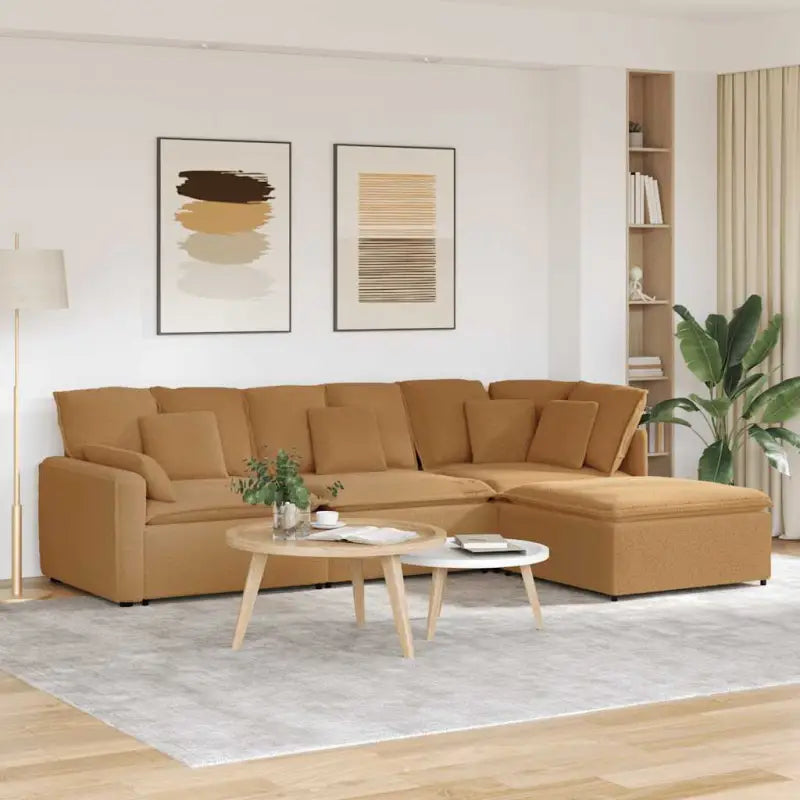 Modulaire bank met gekrulde wolachtige afmetingen en elegant design - Beige - Bankelementen