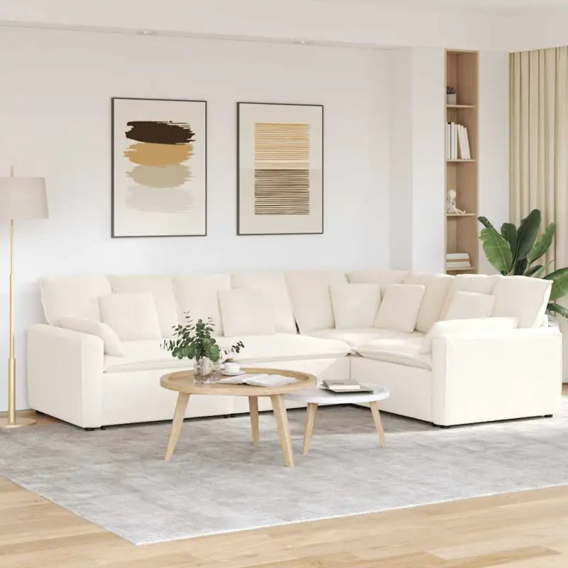 Modulaire bank met gekrulde wolachtige zitting en elegante afmetingen - Crème - Bankelementen