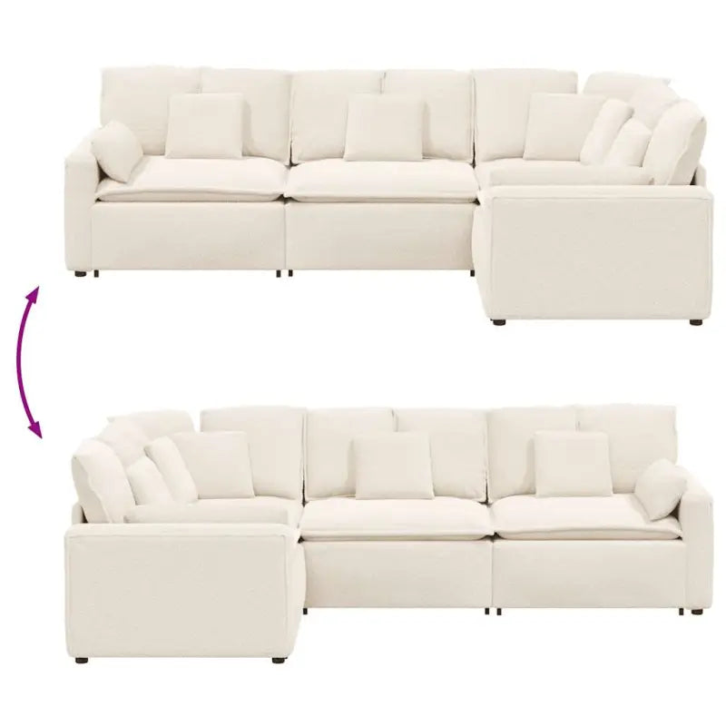 Modulaire bank met gekrulde wolachtige zitting en elegante afmetingen - Bankelementen