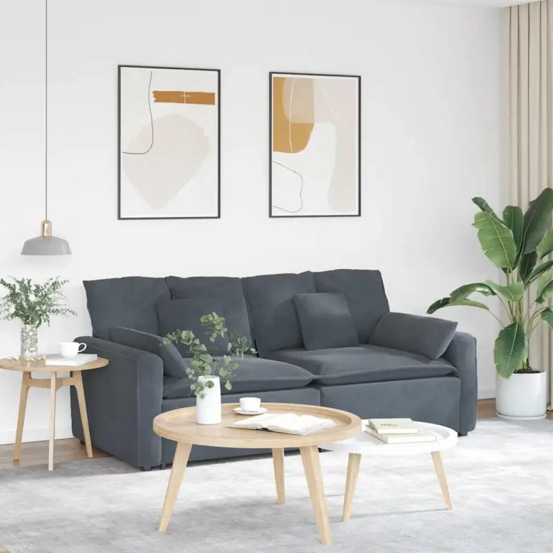 Modulaire bank met groot kussen en perfecte totale afmetingen - Donkergrijs - Bankelementen