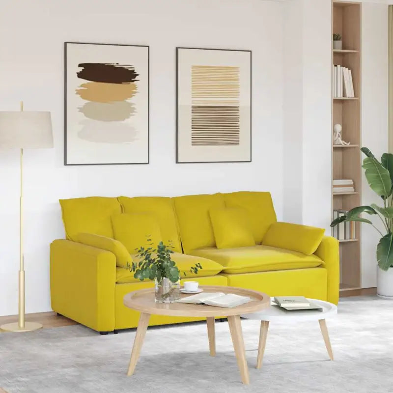 Modulaire bank met groot kussen en perfecte totale afmetingen - Geel - Bankelementen