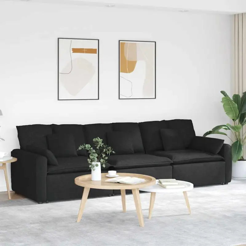 Modulaire bank met totale afmetingen voor dagelijks gebruik en elegant design - Zwart - Bankelementen