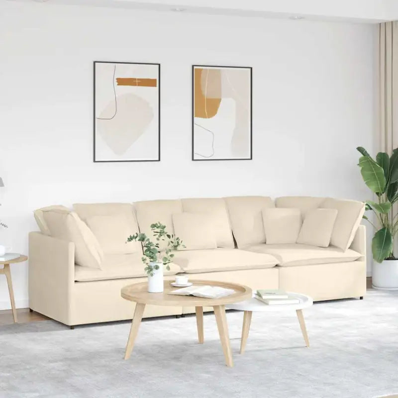 Modulaire bank voor dagelijks gebruik met elegante vormgeving en totale afmetingen - Crème - Banken