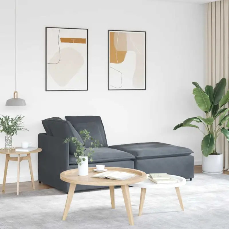 Modulaire bank voor dagelijks gebruik met elegante vormgeving en totale afmetingen - Donkergrijs - Bankelementen