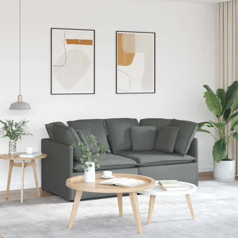 Modulaire bank voor dagelijks gebruik met groot kussen en elegant design - Donkergrijs - Banken