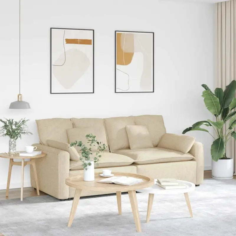 Modulaire bank voor dagelijks gebruik met perfecte totale afmetingen - Crème - Bankelementen