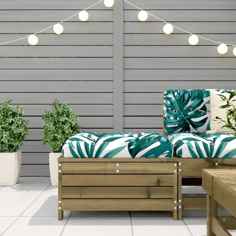 Modulaire houten tuinbank met kussen voor terras en tuinfeesten - Modulaire tuinbanken