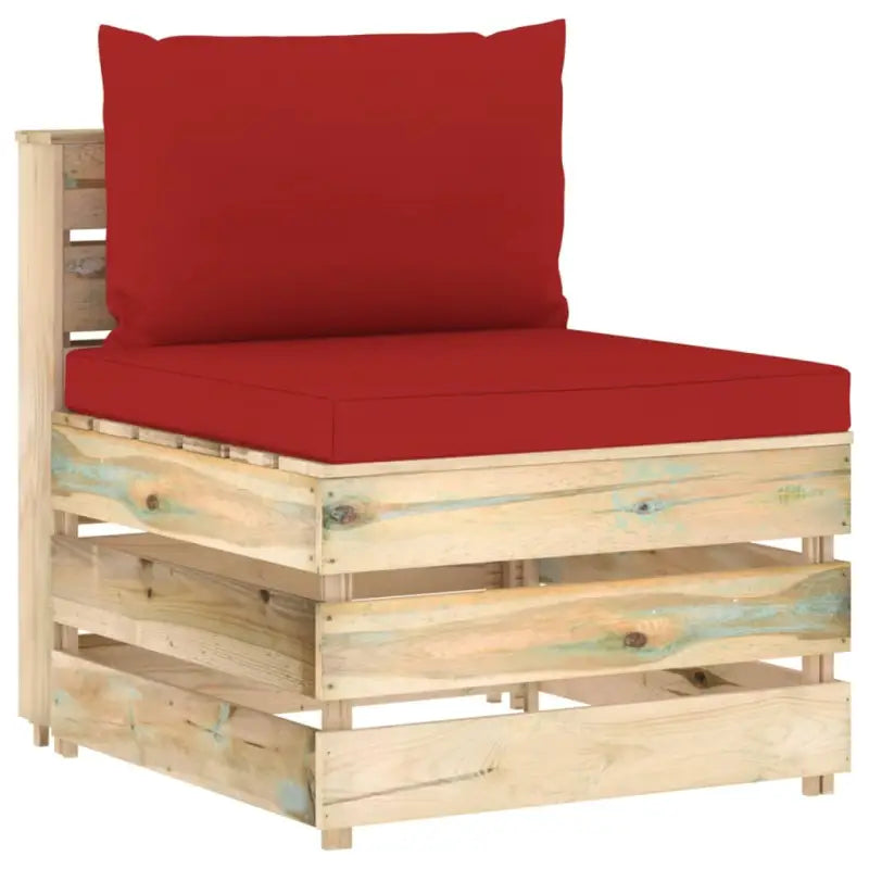 Modulaire houten tuinbank voor ontspannen en samen genieten - Rood en bruin / 1 / Middenbank - Modulaire tuinbanken