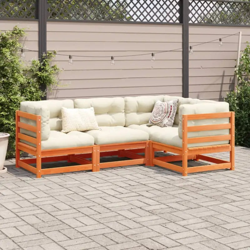 Modulaire loungeset van massief grenenhout met hoogte rugleuning - Tuinsets