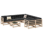 Modulaire loungeset van massief grenenhout voor buitenplezier - Natuurlijk grenenhout / met kussen - Tuinsets