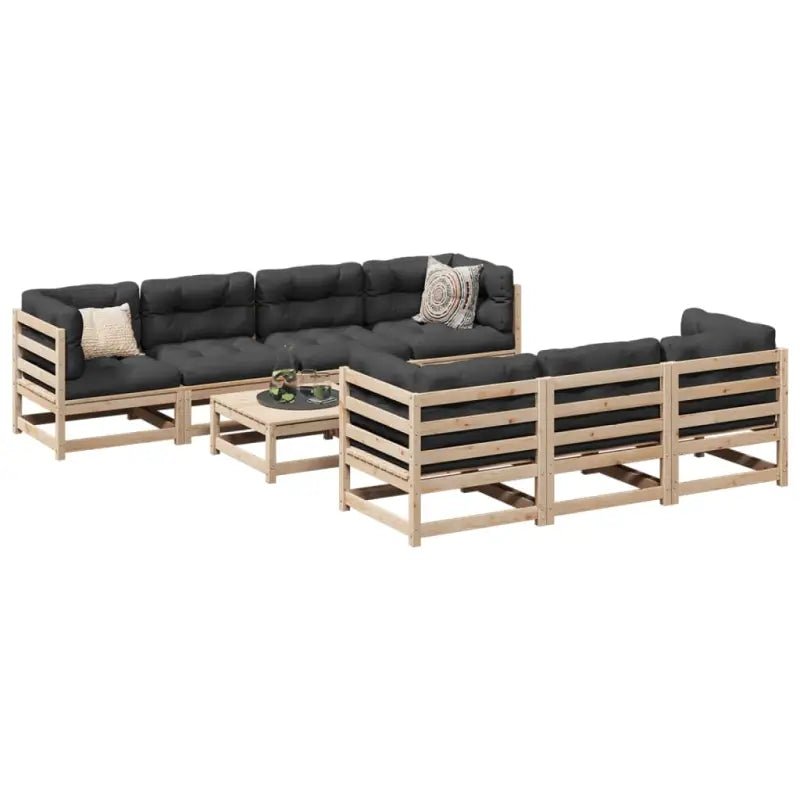 Modulaire loungeset van massief grenenhout voor tuin en terras - Natuurlijk grenenhout / zonder kussen - Tuinsets