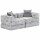 Modulaire poef met patchwork ontwerp voor exotische interieurstijl - Lichtgrijs / 1 / Tweezitsbank met rugleuning