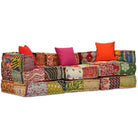 Modulaire poef met patchwork ontwerp voor exotische interieurstijl - Patchwork / 1 / Driezitsbank met rugleuning