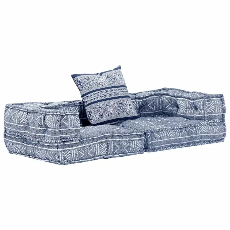 Modulaire poef met patchwork ontwerp voor exotische interieurstijl - Indigo / 1 / Lage tweezitsbank met rugleuning