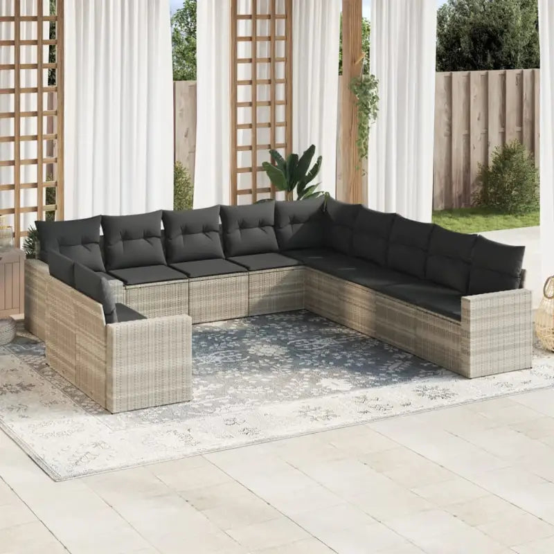 Modulaire tuinbank grijs materiaal met waterdichte tas en gepoedercoat staal - Lichtgrijs / 1 / Zonder tafel