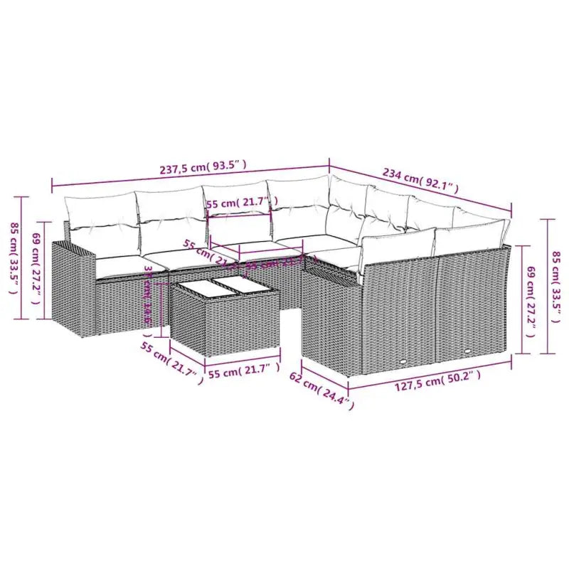 Modulaire tuinbank in beige materiaal met gepoedercoat staal - Modulaire tuinbanken