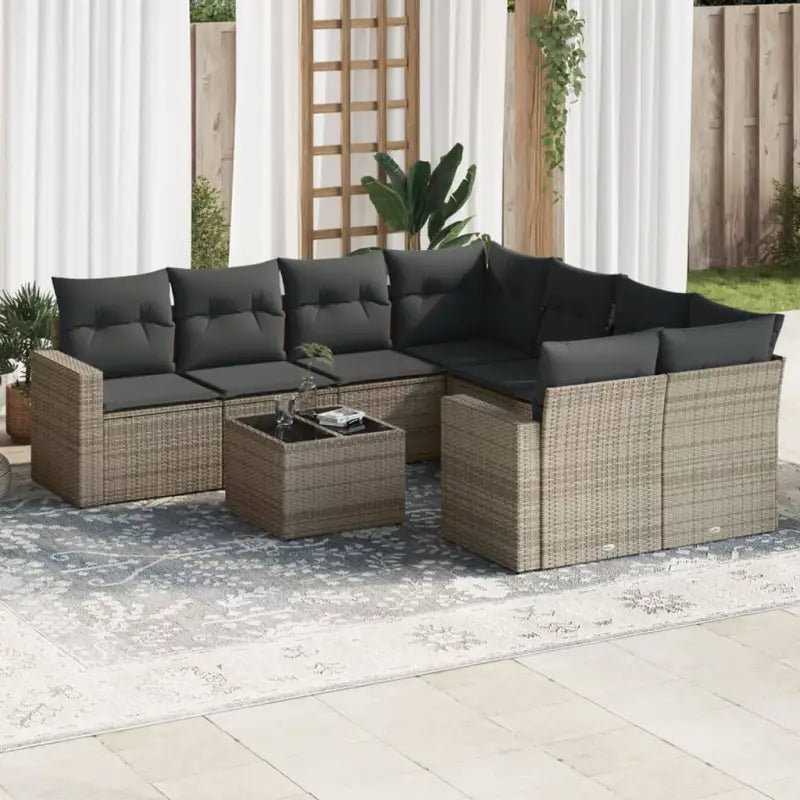 Modulaire tuinbank in beige materiaal met gepoedercoat staal - Grijs / 1 - Modulaire tuinbanken