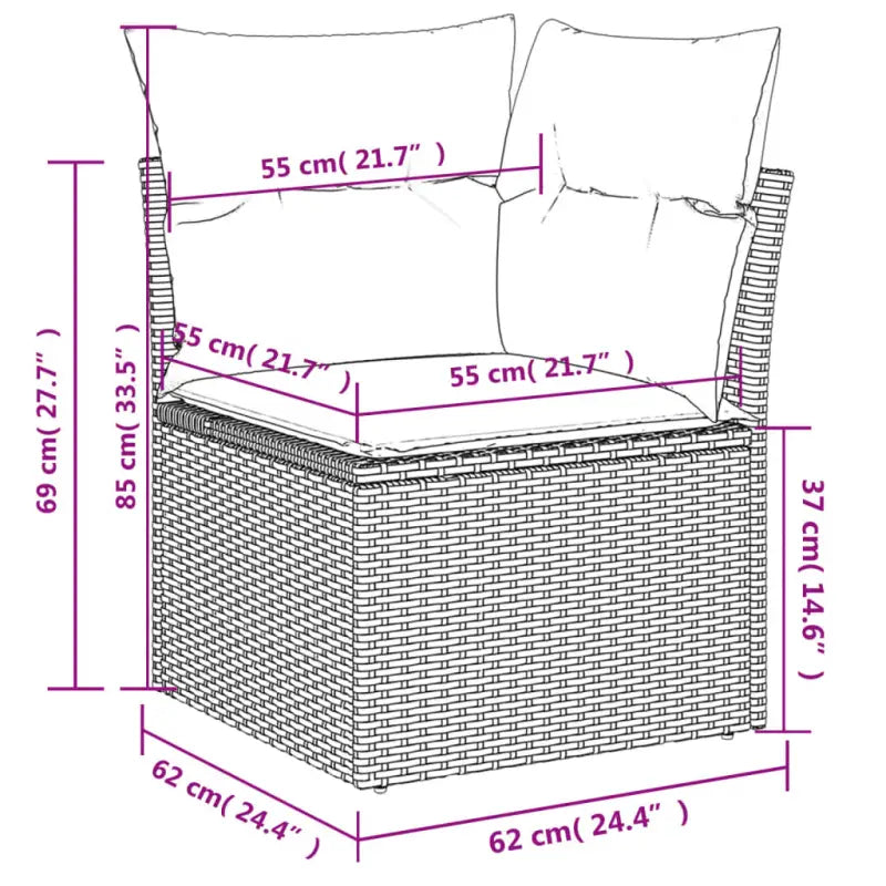 Modulaire tuinbank in grijs materiaal met gepoedercoat staal afmetingen - Modulaire tuinbanken