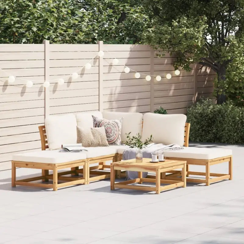 Modulaire tuinbank in massief acaciahout met olieafwerking en comfortabele afmetingen - Crème / 1 / hoek + 2x midden