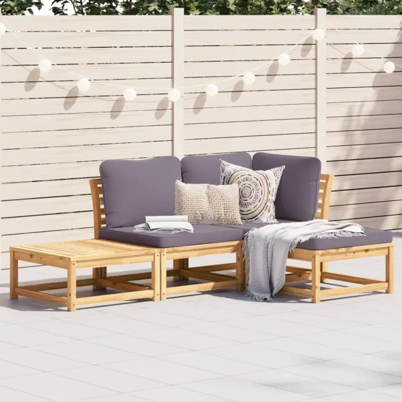 Modulaire tuinbank in massief acaciahout met olieafwerking en comfortabele afmetingen - Grijs / 1 / hoek + midden