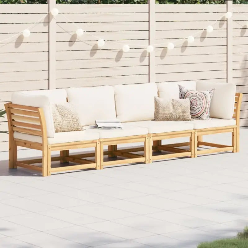 Modulaire tuinbank in massief acaciahout met olieafwerking en comfortabele afmetingen - Crème / 1 / Vierzitsbank
