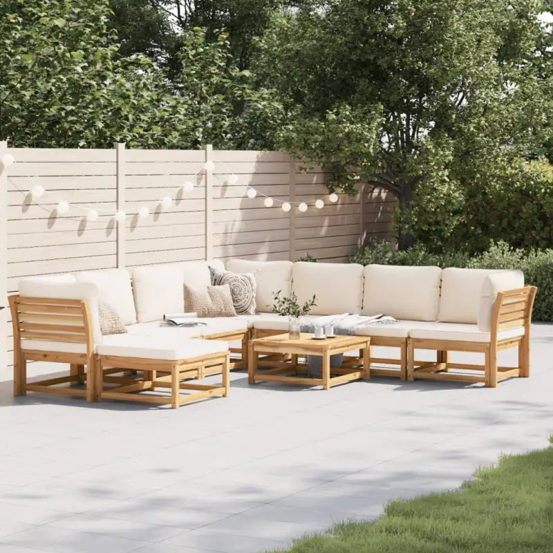 Modulaire tuinbank in massief acaciahout met olieafwerking en comfortabele afmetingen - Crème / 1 / 3x hoek + 4x midden