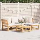 Modulaire tuinbank in massief acaciahout met olieafwerking en comfortabele afmetingen - Crème / 1 / 2x hoek + midden