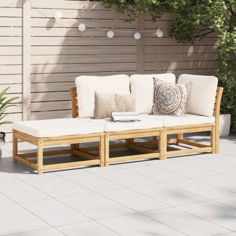 Modulaire tuinbank in massief acaciahout met olieafwerking en comfortabele afmetingen - Crème / 1 / hoek + midden