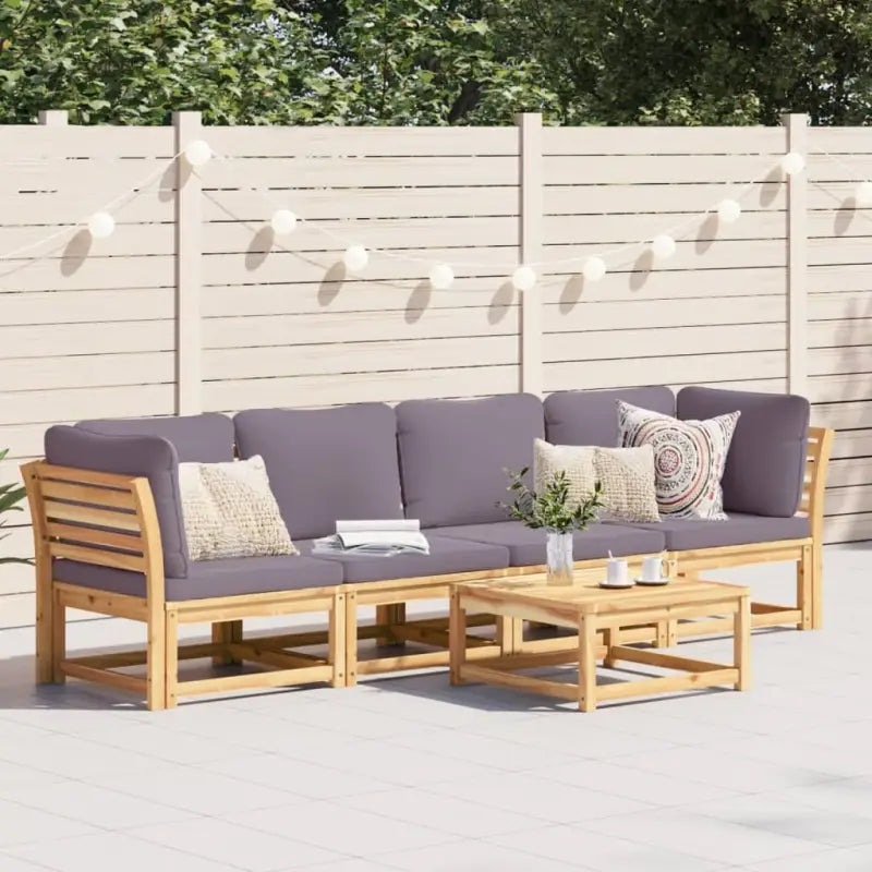 Modulaire tuinbank in massief acaciahout met olieafwerking en comfortabele afmetingen - Grijs / 1 / Vierzitsbank
