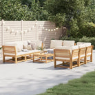 Modulaire tuinbank in massief acaciahout met olieafwerking en comfortabele afmetingen - Crème / 1 / 4x hoek + 4x midden