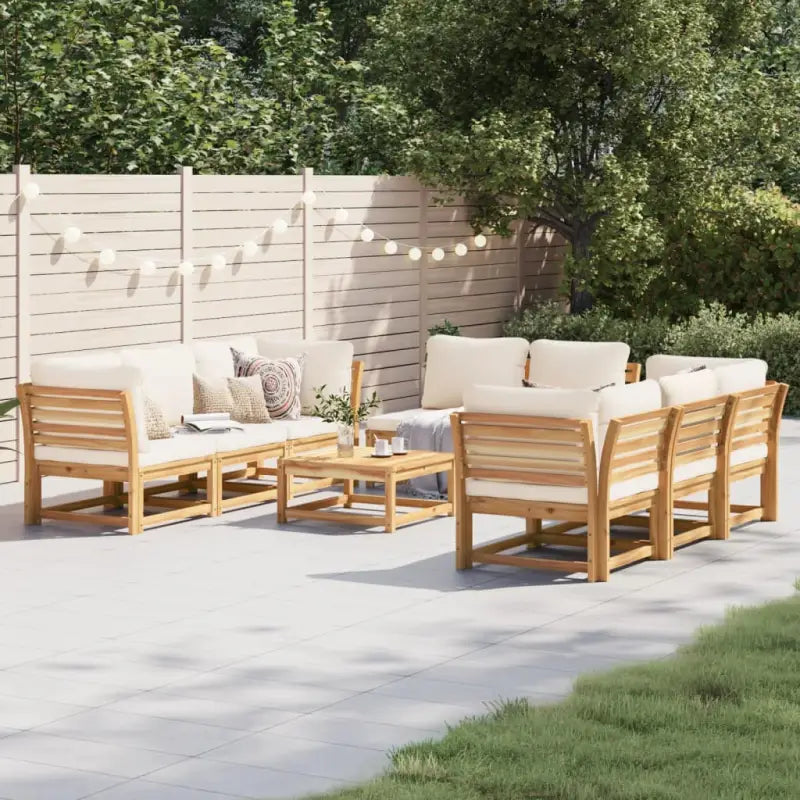 Modulaire tuinbank in massief acaciahout met olieafwerking en comfortabele afmetingen - Crème / 1 / 4x hoek + 4x midden