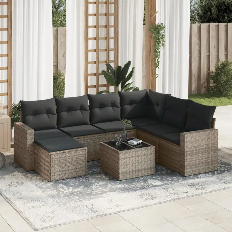Modulaire tuinbank in zwart materiaal met waterdichte tas en gepoedercoat staal - Grijs / 1 / Met tafel - Modulaire